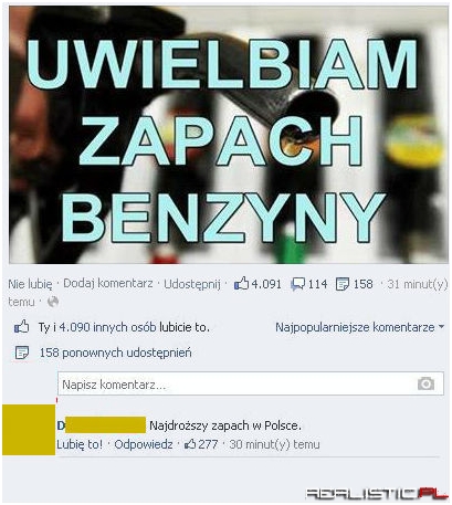 Uwielbiam zapach benzyny