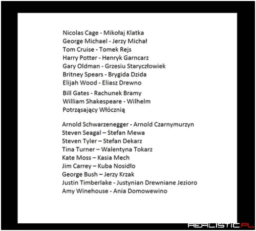 Gdyby przetłumaczyć imiona i nazwiska aktorów...