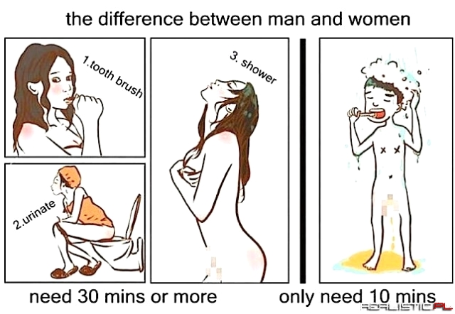 Kobieta kontra facet w łazience