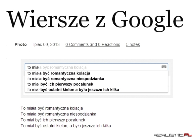 Wiersze z Google