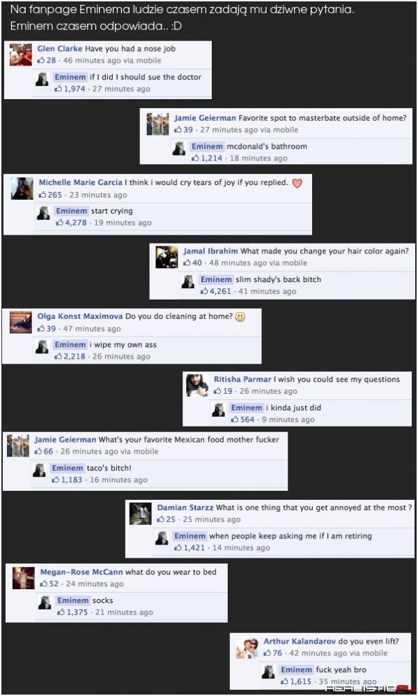 Eminem odpowiada fanom na pytania
