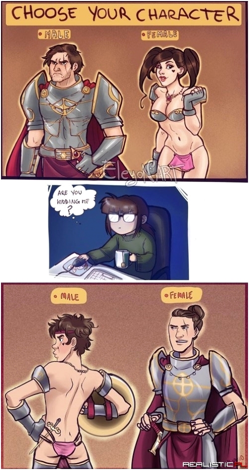 Faceci w damskich zbrojach