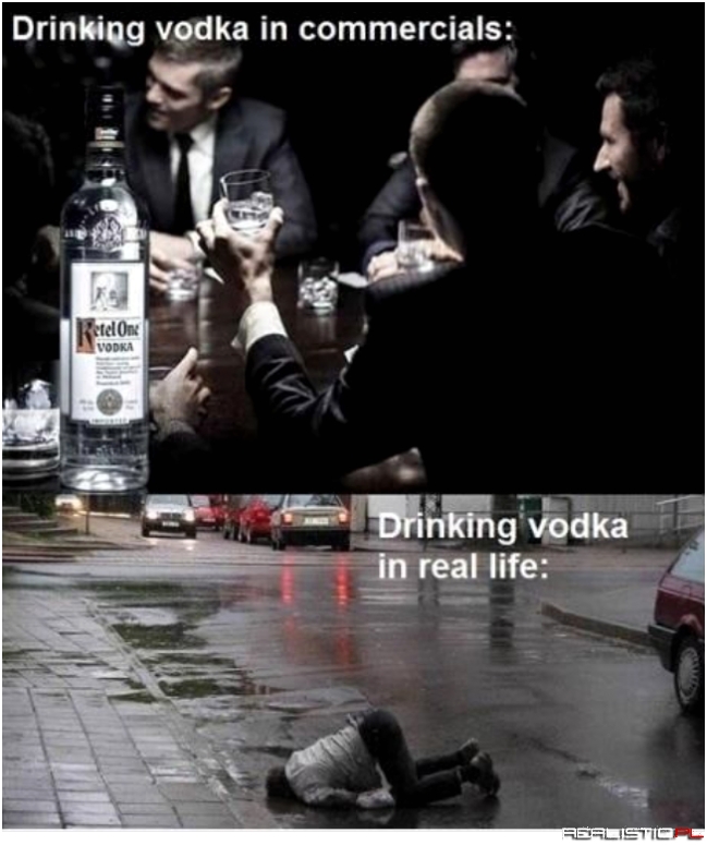 Picie wódki na reklamach i w realu :)