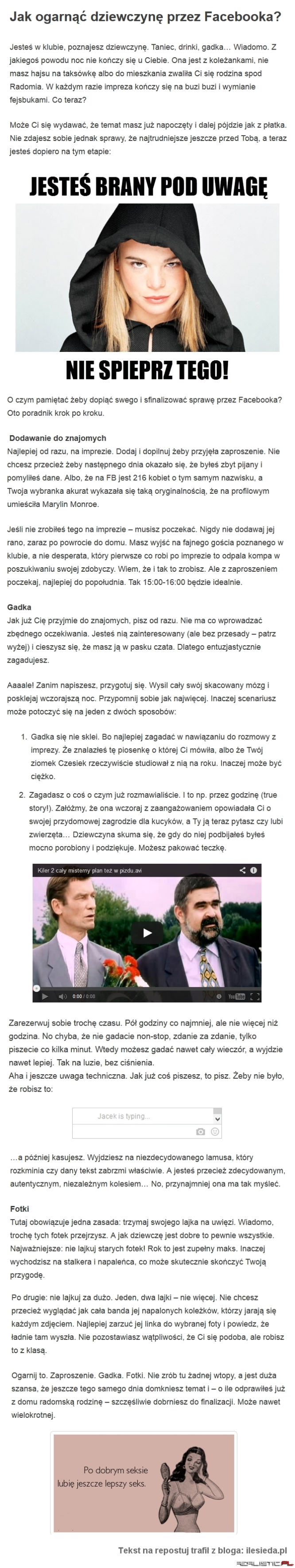 Jak poderwać laskę przez facebooka