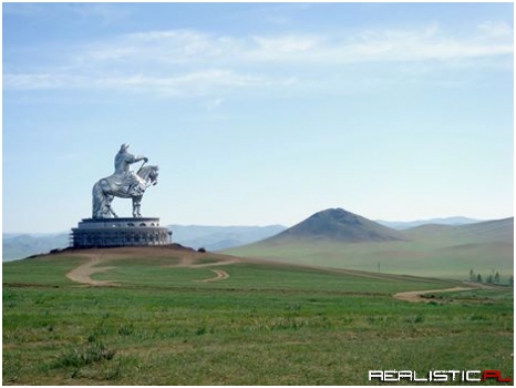 Genghis Khan statue on the Mongolian steepes