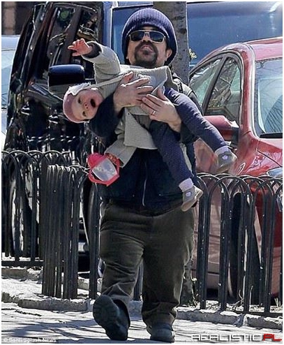 Peter Dinklage holding his baby