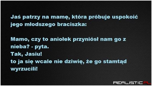 Jaś patrzy na mamę