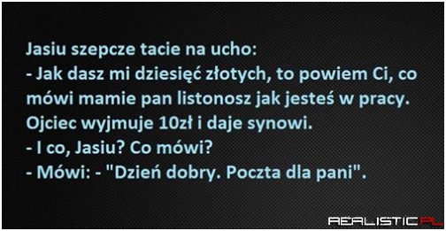 Jasiu szepcze tacie na ucho...