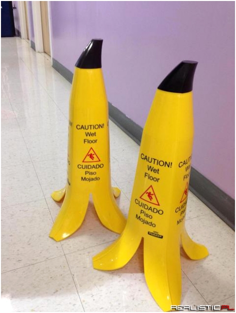 Banana peel wet floor signs