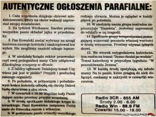 Ogłoszenie parafialne