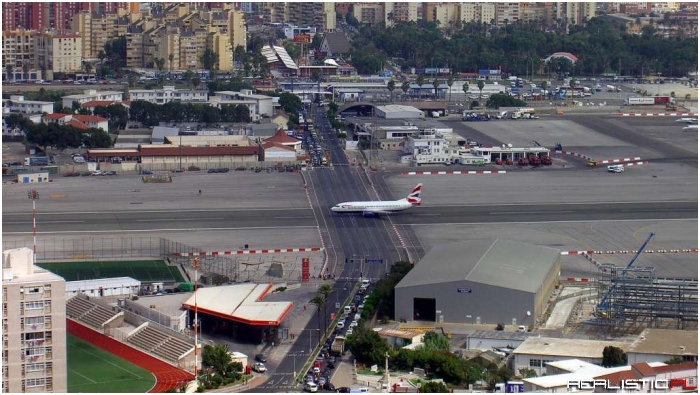The Runway at the Gibraltar International Airport Has a Road Crossing It