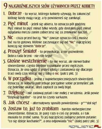 9 Najgrożniejszych słów ...