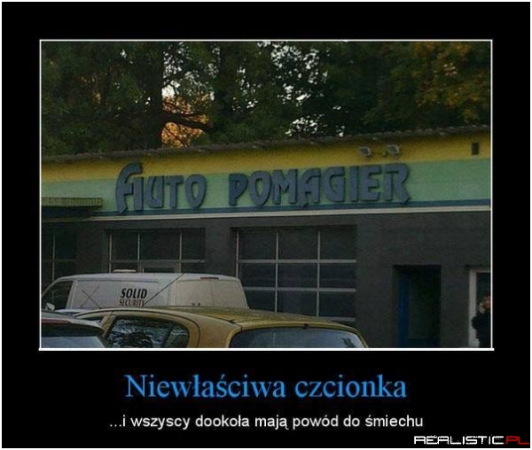 Niewlaściwa czcionka