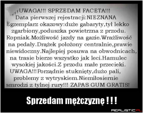 Sprzedam faceta