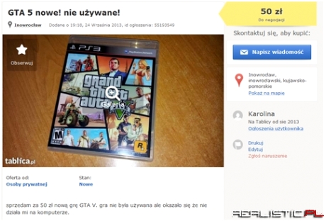 GTA V do sprzedania