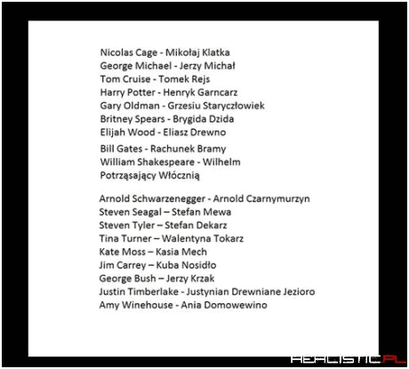 Gdyby przetłumaczyć imiona i nazwiska aktorów...