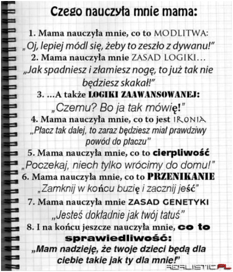 A Ciebie czego mama nauczyła ?