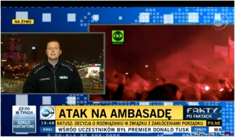 Atak na ambasadę. Wśród uczestników był premier Donald Tusk