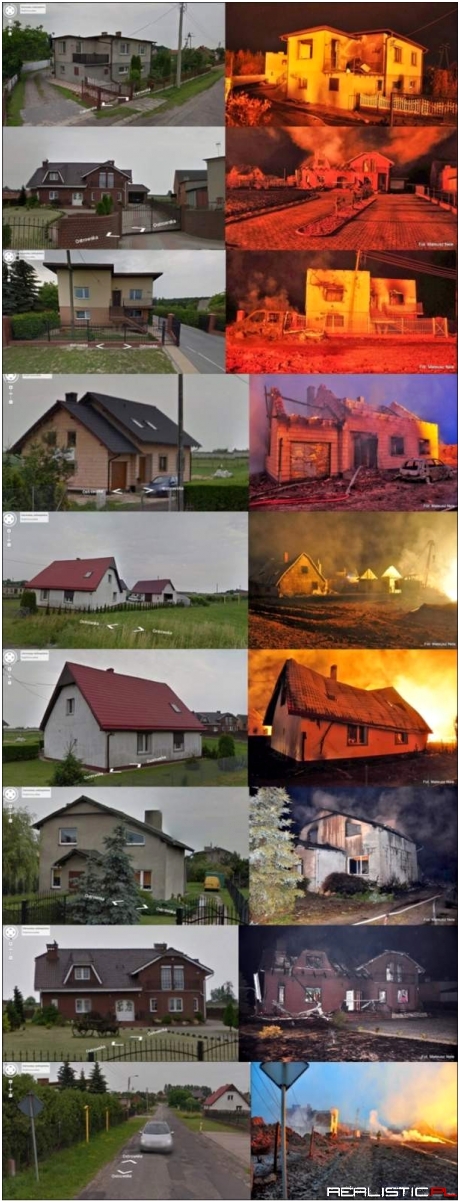 Eksplozja gazu w jankowie - przed i po