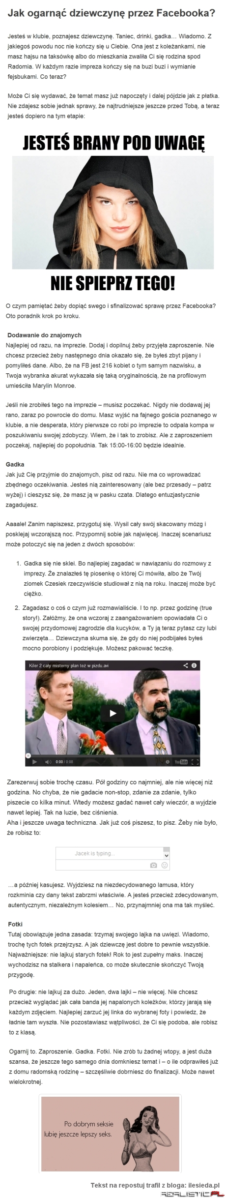 Jak poderwać laskę przez facebooka