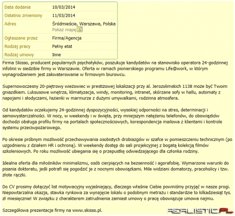 Mieszkanie w biurze w ramach pensji