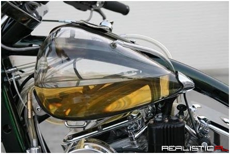 A fuel tank for a motorbike made out of glass