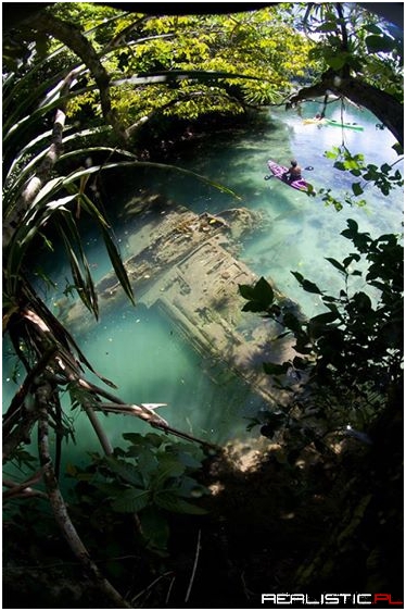 Crashed and sunken plane
