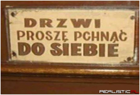 Drzwi prosze pchnąć do siebie