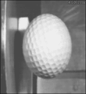 Golf ball hitting steel at 150mph, recorded at 70 000fps