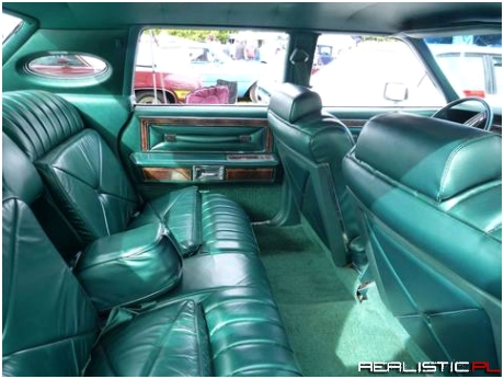 Beautiful green leather interior in a late 70
