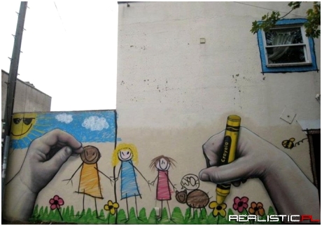 Dziecięce rysowanie street art