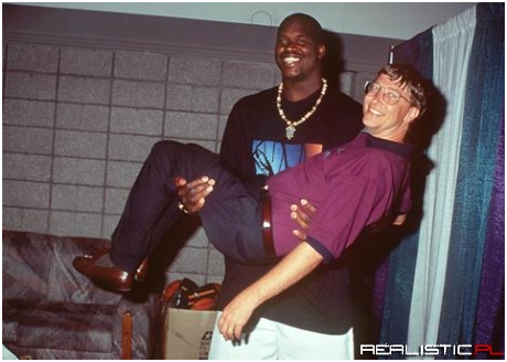 Here is a pic of shaq holding bill gates