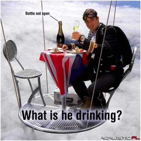 What is he drinking