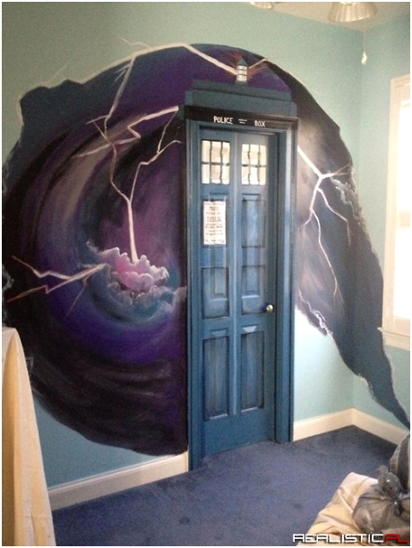 I painted a closet to look like the TARDIS