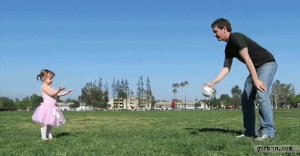 Playing ball with the daughter