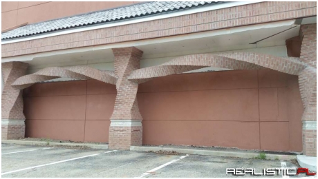 Horizontally Spiraled Bricks On a New Restaurant Building