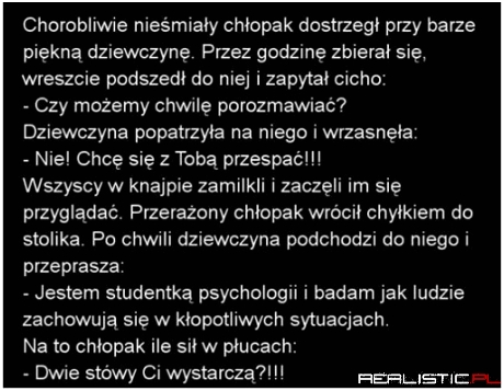 Nieśmiały chłopak w barze ....