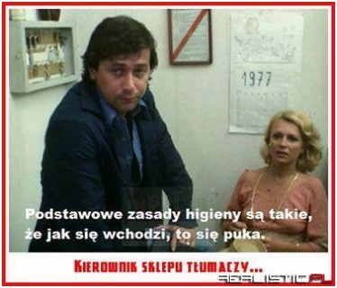 Kierownik sklepu tłumaczy