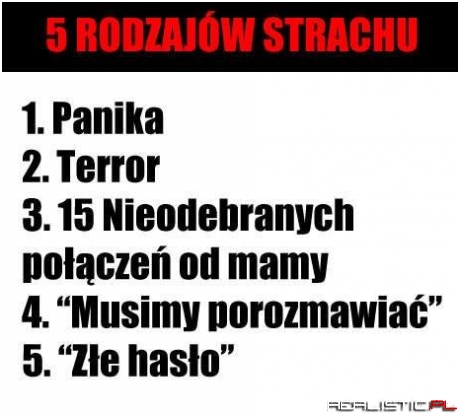 Rodzaje strachu