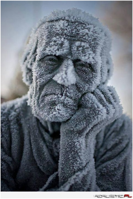 The frozen old statue