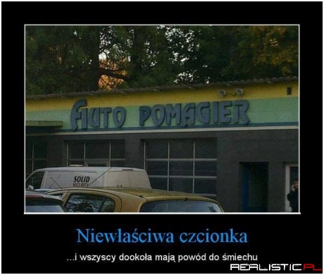 Niewlaściwa czcionka