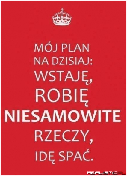 Mój plan na dzisiaj :D