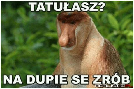 Lepiej mieć tatuaż na dupie niż mordę jak szympans