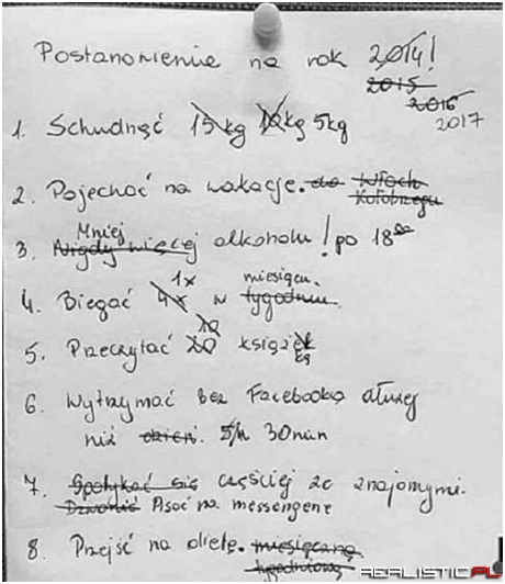 Postanowienia na Nowy Rok