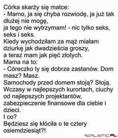 Córka skarży się matce